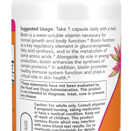 Biotin 5,000mcg - 60 veg caps. - Now Foods