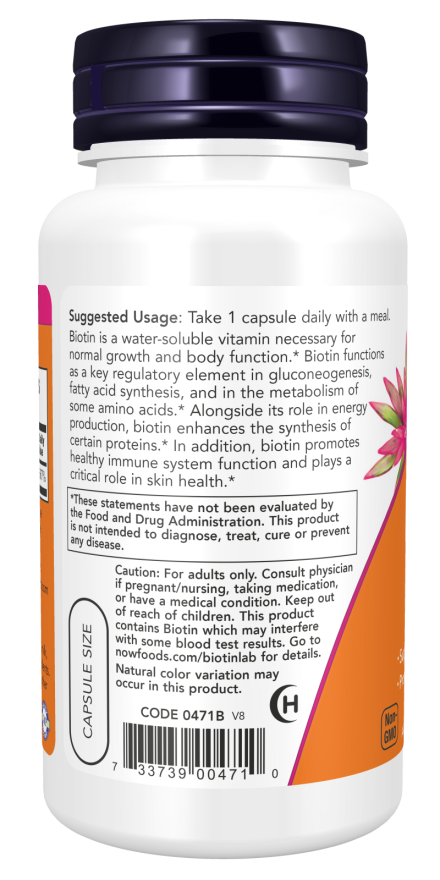 Biotina 5,000mcg - 60 veg caps. - Now Foods