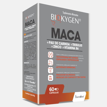 Biokygen Maca + Pau de Cabinda + Tribulus + Zinco + Vitamina B6 – 60 cápsulas